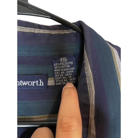 Vintage Wentworth Plus Size XXL Mens Long Sleeve Button Up Shirt Striped Office - Picture 5 of 6